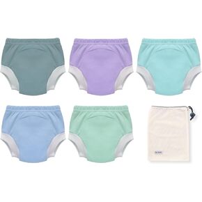 EZ Moms Potty Training Pants 5 Packs 100% Cotton Absorbent Toddler Potty Training Underwear for Girls and Boys 1T-3T Training Underwear 2t-3t Training Panties Toddler Training Underwear Girls 3t