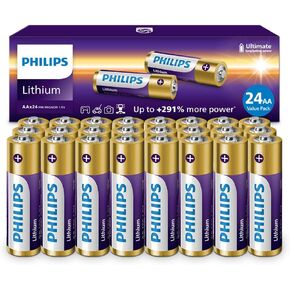 Philips Lithium AA Batteries 8 Pack, 1.5v l91 Lithium Double AA Battery, Up to 291% More Power for Blink Outdoor Camera, Trail Camera, Alarm System, Doorbell, [Non-Rechargeable].