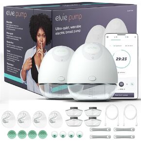 Elvie Breast Pump - Double, Wearable Breast Pump with App - The Smallest, Quietest Electric Breast Pump - Portable Breast Pumps Hands Free & Discreet - Automated with Four Personalized Settings