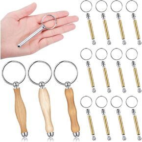 XunYee 12 Pcs WoodTurning Keychain Kit Woodturning Project Kit Wood Turning accessories Mandrel Woodturning keychain for Carpentry woodworker gift (Sliver)