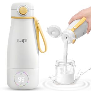 Portable Bottle Warmer for Travel, 12oz Large Capacity Baby Bottle Warmer for Formula & Breastmilk, Fast Heating Milk Warmer on The Go wth Child Lock,Precise Temp Control,Super Fast Charging 10000mAh