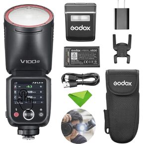 Godox V100C V100-C 100Ws TTL Flash for Canon Cameras, 400 Full Power Flashes, 1.7s Recycle Time, 2.4G Wireless with External Flash, Touchscreen Flash for Canon EOS Cameras (Godox V100C USA Version)