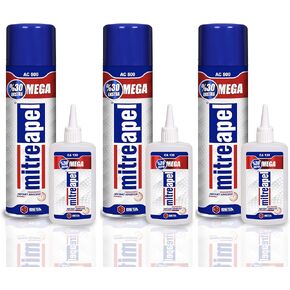 غراء MITREAPEL CA مع المنشط (4.5 أونصة - 16.9 أونصة سائلة.) - غراء CA للأعمال الخشبية - غراء Cyanoacrylate ورذاذ المنشط - غراء مجنون، غراء فائق للحرف اليدوية والمشروعات اليدوية - (عبوة واحدة) in Kuwait