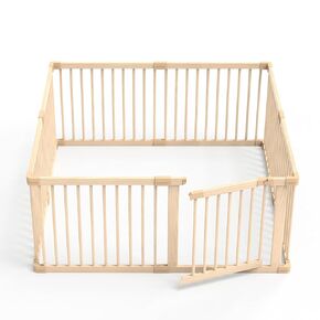 Wooden Baby Playpen, X-Large Size Adjustable Baby Playard for Babies and Toddlers with Safety Gate, CPC Certified Play Fence（71x63x24 Inches