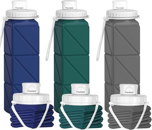610 مل زجاجات مياه قابلة للطي قابلة للطي زجاجة مياه قابلة للطي BPA مجانا قابلة لإعادة الاستخدام خفيفة الوزن تسربات سليكون ماء 20. in Kuwait