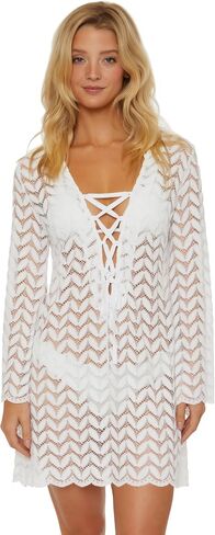 Isabella Rose Women's Venice Lace Up Sheer Tunic, Sexy, Beach Cover Ups in Saudi Arabia