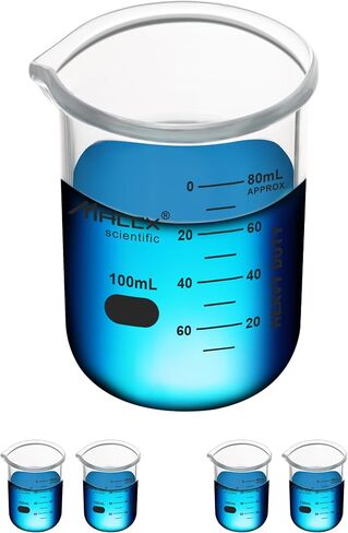 Maccx 1.7oz(50ml) Sturdy Glass Beaker, 3.3 Borosilicate Griffin Low Form with Printed Graduation, Pack of 24, BKL050-024 in Kuwait