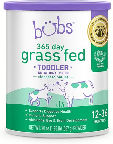 Bubs 365 يوم تتغذى الحشائش على الحديد مع الحديد ، ومسحوق قائم على حليب البقر للرضع من 0 إلى 12 شهرًا ، مصنوعًا من الحليب غير المعدلة وراثيًا ، 20 أوقية in Kuwait