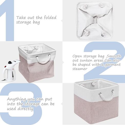 Fabric Cubes Storage Basket, 6 Pack 11x11 in with Handles Foldable Cube Storage Bins, for Shelves, Home, Office, Nursery Organizers (White/ Green) in Kuwait