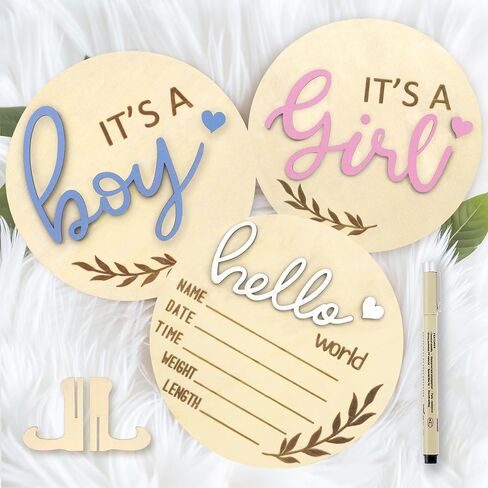 3pcs علامة إعلان الطفل ، Hello World Newborn Welbor علامة الطفل مع قلم العلامة ، 5.9 "لوحة إعلان اسم حديثي الولادة مع Profit in Kuwait