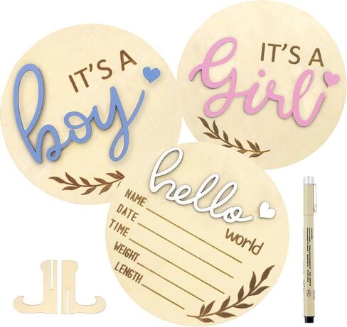 3pcs علامة إعلان الطفل ، Hello World Newborn Welbor علامة الطفل مع قلم العلامة ، 5.9 "لوحة إعلان اسم حديثي الولادة مع Profit in Kuwait