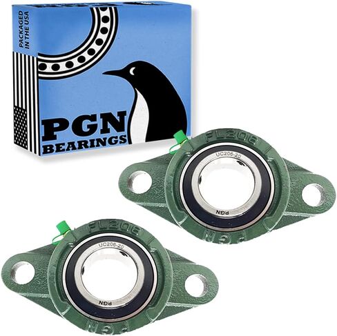 PGN UCFL206-20 Pillow Block Bearing - Pack of 2 Flange Mounted Pillow Block Bearings - Chrome Steel Bearings with 1 1/4" Bore - Self Alignment in Kuwait