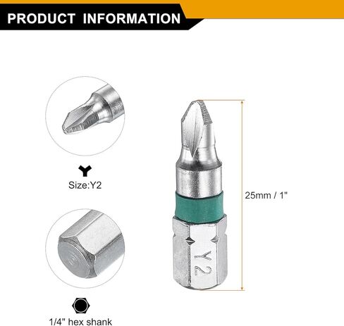 HARFINGTON 10pcs Y Type Screwdriver Bit Y1 1/4" Hex Shank 25mm/1" Length Magnetic Y Shape Hex Bits S2 Steel Electric Screw Driver Bit in Kuwait
