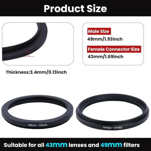 Metal Step Down Ring Filter Adapter - 77mm to 62mm - Metal Ring Step Down Rings Adapter Filter Compatible with All 62mm UV, CPL, ND, Lens Hood, Threaded Lens ect in Kuwait