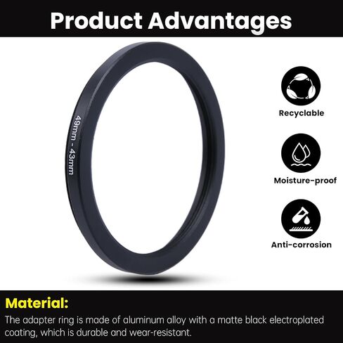 Metal Step Down Ring Filter Adapter - 77mm to 62mm - Metal Ring Step Down Rings Adapter Filter Compatible with All 62mm UV, CPL, ND, Lens Hood, Threaded Lens ect in Kuwait
