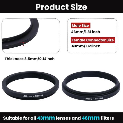 Metal Step Down Ring Filter Adapter - 77mm to 62mm - Metal Ring Step Down Rings Adapter Filter Compatible with All 62mm UV, CPL, ND, Lens Hood, Threaded Lens ect in Kuwait