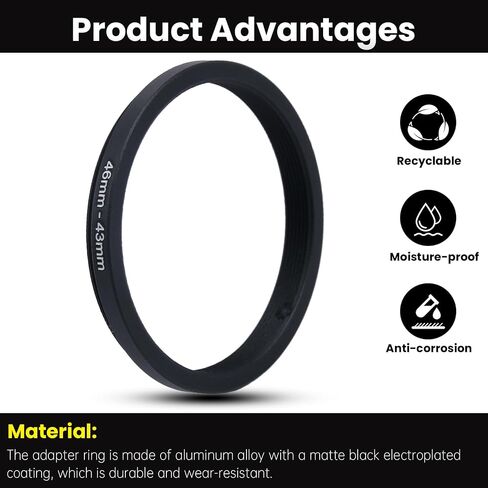 Metal Step Down Ring Filter Adapter - 77mm to 62mm - Metal Ring Step Down Rings Adapter Filter Compatible with All 62mm UV, CPL, ND, Lens Hood, Threaded Lens ect in Kuwait