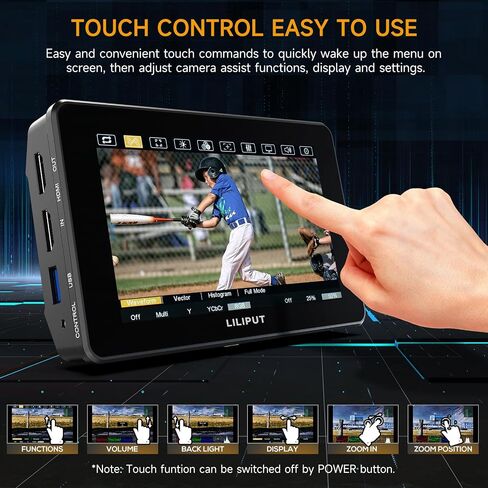 Camera Monitor, 2000nits Ultra-Bright 5.5 Inch Touch Control Screen with HDMI 2.0 3G-SDI Input Output LANC 3D-LUT Waveform Histogram, HT5S in Kuwait
