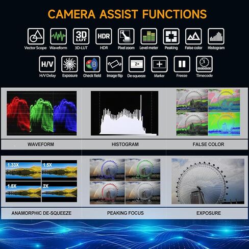 Camera Monitor, 2000nits Ultra-Bright 5.5 Inch Touch Control Screen with HDMI 2.0 3G-SDI Input Output LANC 3D-LUT Waveform Histogram, HT5S in Kuwait