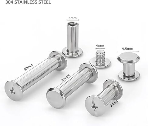 100 Set M4 Chicago Binding Post Screw Assorted Kit Metal Nail Rivet Chicago Button for DIY Leather Decoration Bookbinding(Silvery 1/4 5/16 3/8 Inches) in Saudi Arabia