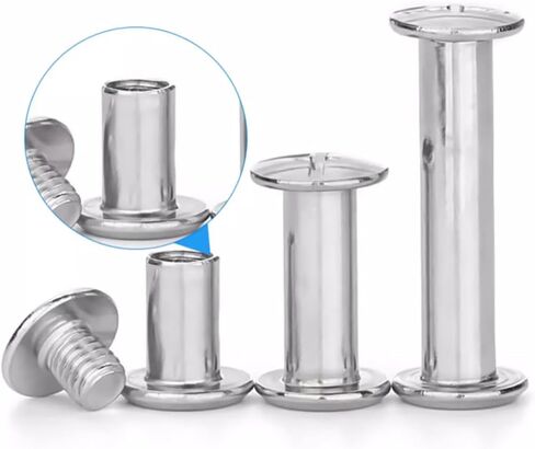 100 Set M4 Chicago Binding Post Screw Assorted Kit Metal Nail Rivet Chicago Button for DIY Leather Decoration Bookbinding(Silvery 1/4 5/16 3/8 Inches) in Saudi Arabia
