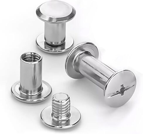 100 Set M4 Chicago Binding Post Screw Assorted Kit Metal Nail Rivet Chicago Button for DIY Leather Decoration Bookbinding(Silvery 1/4 5/16 3/8 Inches) in Saudi Arabia
