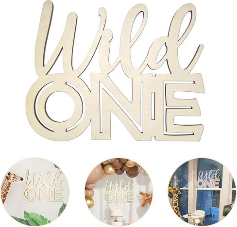 One Sign for First Birthday 14.6x10.3 Inches, One Letters for First Year Photo Board or First Birthday Photo Prop, Wooden Baby Shower Decorations (One Sign) in Kuwait
