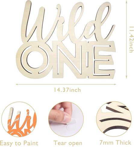 One Sign for First Birthday 14.6x10.3 Inches, One Letters for First Year Photo Board or First Birthday Photo Prop, Wooden Baby Shower Decorations (One Sign) in Kuwait