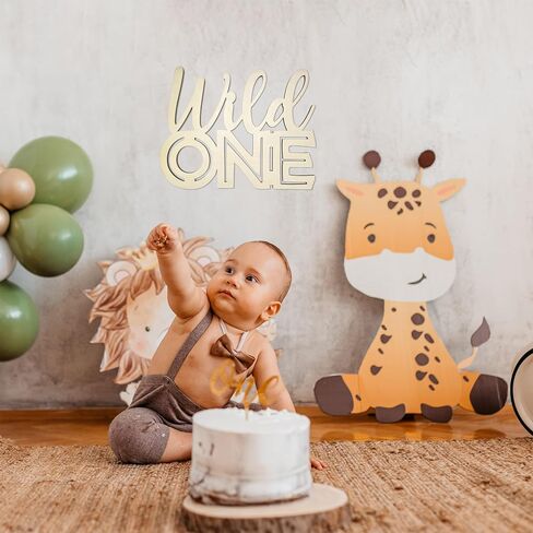 One Sign for First Birthday 14.6x10.3 Inches, One Letters for First Year Photo Board or First Birthday Photo Prop, Wooden Baby Shower Decorations (One Sign) in Kuwait