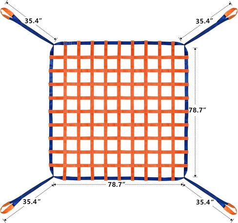 4.92' x 4.92' Cargo Lifting Nets -Lifting Straps for Hoist - Flat Polyester Sling Hoisting Net - Lifting Net Straps - Cargo Hanging Net - for Loading and Unloading Cargo - Max. Load Capacity: 1100lbs in Kuwait