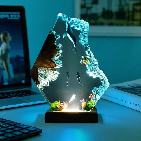Resin Relaxing Mood Lamp Manta Ray Ocean Night Light with 16 Colors Changing for Office Home Decor For Birthday Holiday Valentine's Day Gift(Style 1, 6"x 4") in Saudi Arabia