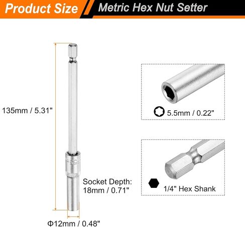 HARFINGTON 1/4 "Power Nut Driver Drill Bit 6mm القياس Hex Nut Setter سريع الاختيار المسمار مفهورك CR-V الصلب in Kuwait