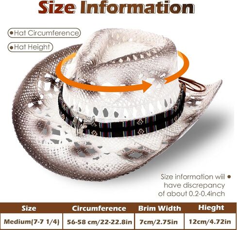 3 Pcs Classic Western Outback Cowboy Hat Adjustable Straw Hat Western Hats for Women and Man with Wide Brim, 3 Colors in Saudi Arabia