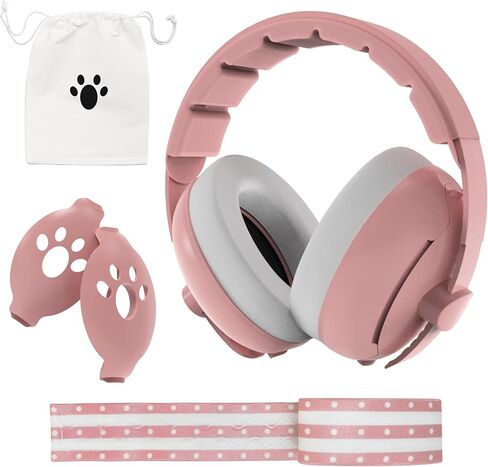 Moonybaby 2-in-1 حماية أذن الطفل ، سماعات أطفال مريحة ، إلغاء الضوضاء ، سماعات أطفال قابلة للتعديل مع فرقة ممتدة ، أساسيات طيران الأطفال للسفر/في الهواء الطلق ، أبيض in Kuwait