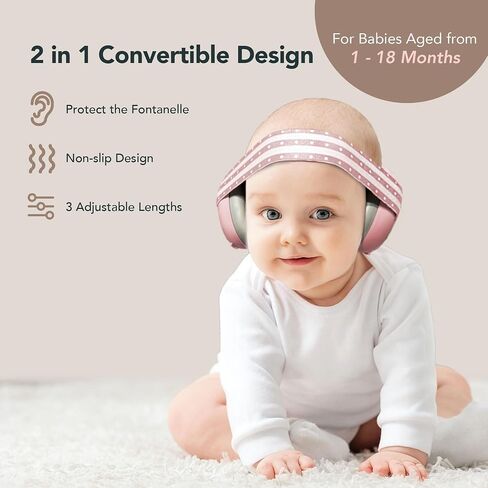Moonybaby 2-in-1 حماية أذن الطفل ، سماعات أطفال مريحة ، إلغاء الضوضاء ، سماعات أطفال قابلة للتعديل مع فرقة ممتدة ، أساسيات طيران الأطفال للسفر/في الهواء الطلق ، أبيض in Kuwait