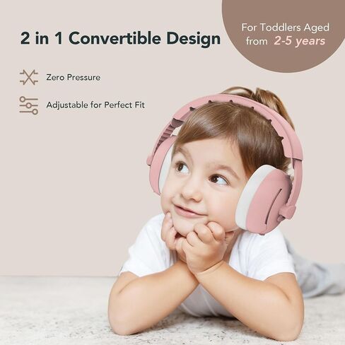 Moonybaby 2-in-1 حماية أذن الطفل ، سماعات أطفال مريحة ، إلغاء الضوضاء ، سماعات أطفال قابلة للتعديل مع فرقة ممتدة ، أساسيات طيران الأطفال للسفر/في الهواء الطلق ، أبيض in Kuwait
