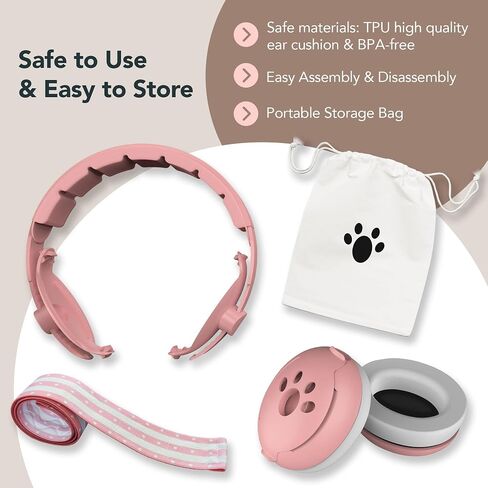 Moonybaby 2-in-1 حماية أذن الطفل ، سماعات أطفال مريحة ، إلغاء الضوضاء ، سماعات أطفال قابلة للتعديل مع فرقة ممتدة ، أساسيات طيران الأطفال للسفر/في الهواء الطلق ، أبيض in Kuwait