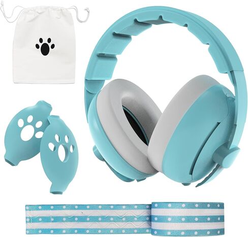 Moonybaby 2-in-1 حماية أذن الطفل ، سماعات أطفال مريحة ، إلغاء الضوضاء ، سماعات أطفال قابلة للتعديل مع فرقة ممتدة ، أساسيات طيران الأطفال للسفر/في الهواء الطلق ، أبيض in Kuwait