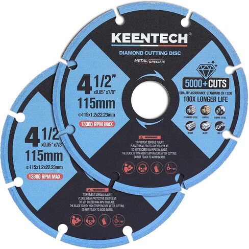 KEENTECH 4.5 inch Diamond Cutting Wheel for Metal, 4 1/2 x 7/8 Inch, Cut Off Wheel with 5000+ Cuts on Rebar, Steel, Iron and INOX (1-Pack) in Kuwait