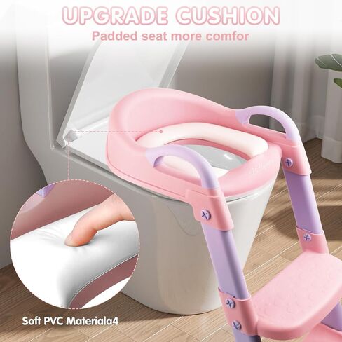 Potty Chair, potty training toilet seat with step stool ladder for Kids and Toddler Boys Girls - Kids Potty Training Soft Padded Seat（Green） in Kuwait