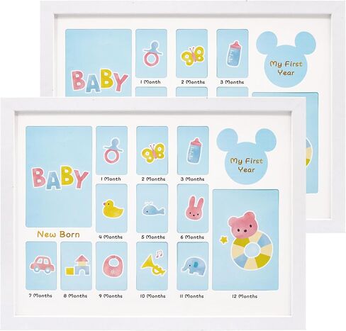 My First Year 12 Month Picture Frame,Baby Keepsake Photo Frame with Double Mat，13x17 Collage Frame Wall Hanging for Nursery Decor 14 Photo Inserts,New Mom Gift,White in Saudi Arabia