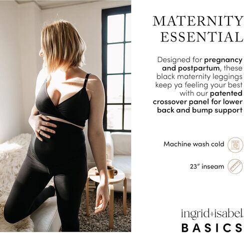 Ingrid & Isabel | Everyday Maternity Active Leggings | Stretchy Supportive & Over The Belly Maternity Leggings in Saudi Arabia