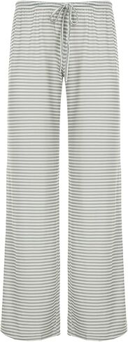 Women's Comfy Pajama Pants Loose Casual Drawstring Lounge Pants Striped Print Stretch Wide Leg Pantss in Saudi Arabia