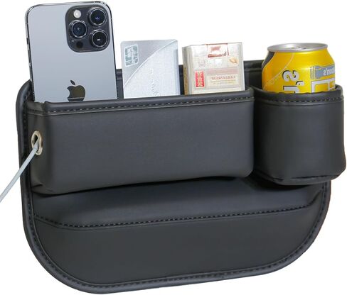 2 Packs Car Seat Gap Filler Organizer, Car Seat Organizer, Seat Gap Storage Box with Cup Holders for Drink, Car Leather Cup Holder Gap Bag Front Seat for Holding Phone, Sunglasses,Keys, Cards in Saudi Arabia