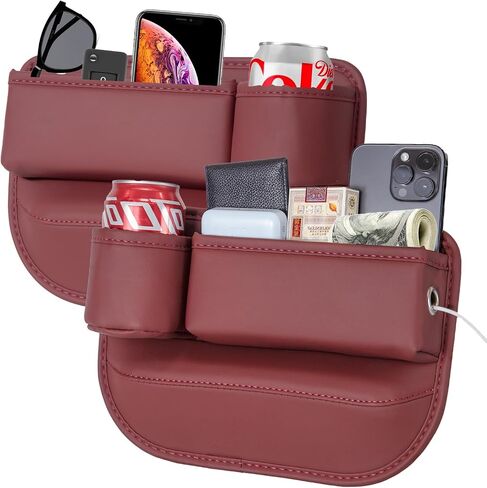 2 Packs Car Seat Gap Filler Organizer, Car Seat Organizer, Seat Gap Storage Box with Cup Holders for Drink, Car Leather Cup Holder Gap Bag Front Seat for Holding Phone, Sunglasses,Keys, Cards in Saudi Arabia