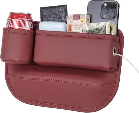 2 Packs Car Seat Gap Filler Organizer, Car Seat Organizer, Seat Gap Storage Box with Cup Holders for Drink, Car Leather Cup Holder Gap Bag Front Seat for Holding Phone, Sunglasses,Keys, Cards in Saudi Arabia