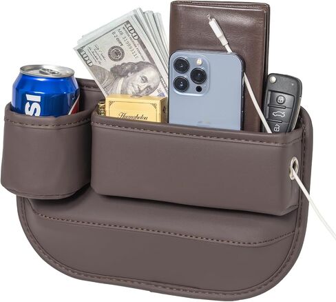 2 Packs Car Seat Gap Filler Organizer, Car Seat Organizer, Seat Gap Storage Box with Cup Holders for Drink, Car Leather Cup Holder Gap Bag Front Seat for Holding Phone, Sunglasses,Keys, Cards in Saudi Arabia
