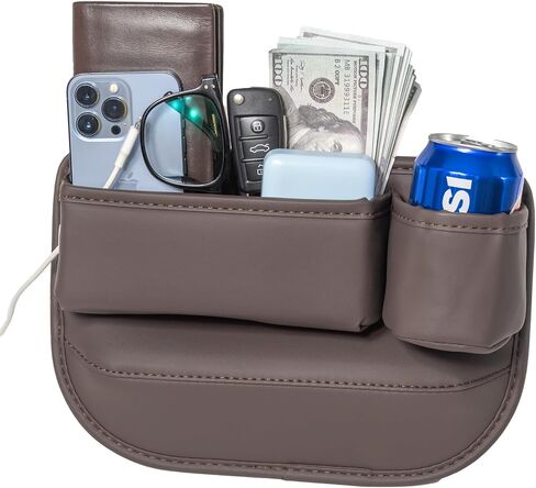 2 Packs Car Seat Gap Filler Organizer, Car Seat Organizer, Seat Gap Storage Box with Cup Holders for Drink, Car Leather Cup Holder Gap Bag Front Seat for Holding Phone, Sunglasses,Keys, Cards in Saudi Arabia