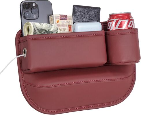 2 Packs Car Seat Gap Filler Organizer, Car Seat Organizer, Seat Gap Storage Box with Cup Holders for Drink, Car Leather Cup Holder Gap Bag Front Seat for Holding Phone, Sunglasses,Keys, Cards in Saudi Arabia
