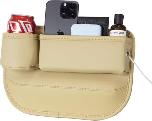 2 Packs Car Seat Gap Filler Organizer, Car Seat Organizer, Seat Gap Storage Box with Cup Holders for Drink, Car Leather Cup Holder Gap Bag Front Seat for Holding Phone, Sunglasses,Keys, Cards in Saudi Arabia